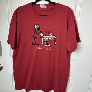 Life is crap Dad Changing Diaper Large Burgundy red‎ T- shirt.A57